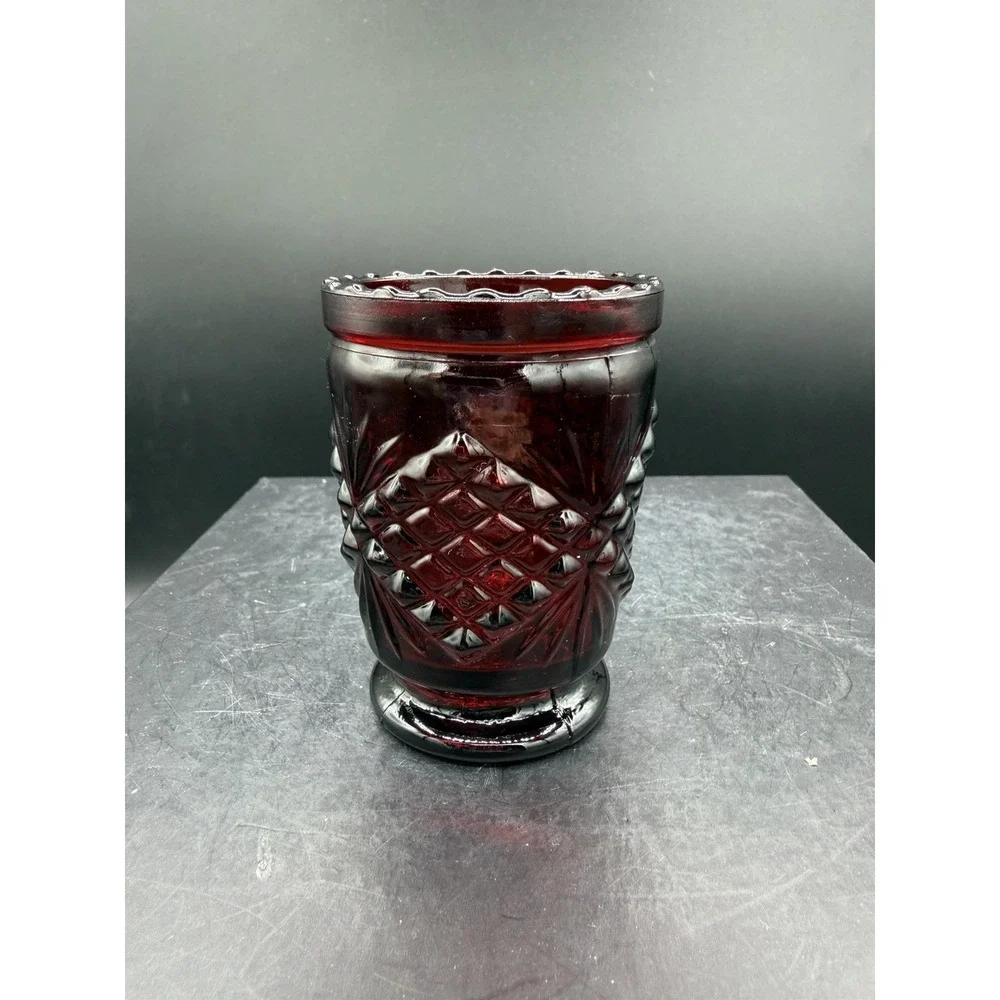 ❤️Vintage Ruby Red Pressed Glass Toothpick / Votive Holder Elegant Collectible